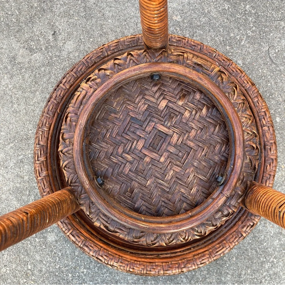 Rattan Pedestal Side Table - Picture 11 of 11